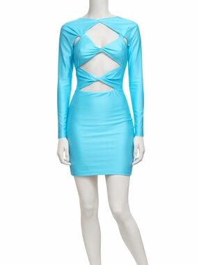 COPERNI | Aqua Cutout Long Sleeve Mini Dress Size M